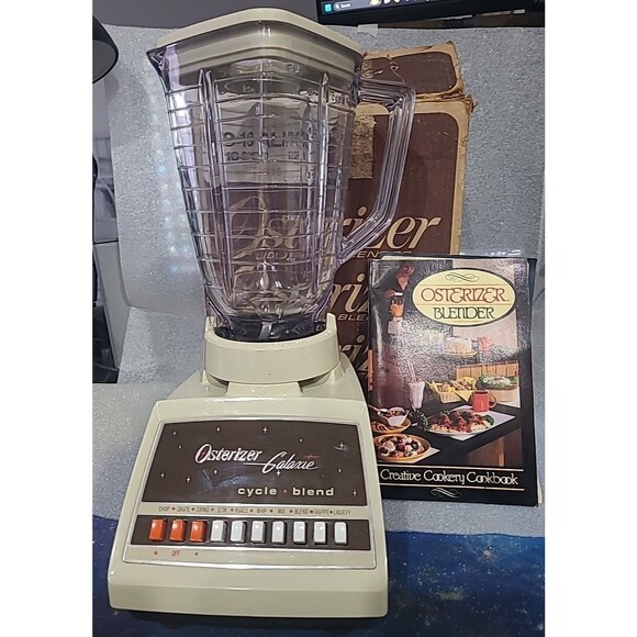 Vintage Osterizer Imperial Pulse Matic 10 Speed Glass Pitcher Almond Works - Picture 1 of 8